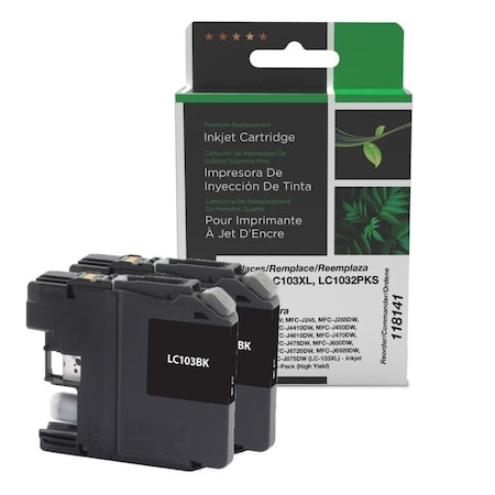 Clover Imaging Group Non-OEM New High Yield Black Ink Cartridges, Brother LC-103XL 118141